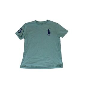Polo Ralph Lauren Shirt Youth Medium Green Big Pony 3 Rugby Tee Embroidered Logo